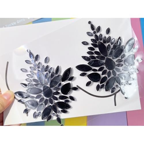 Topz Black Body Gems Sticker Halloween Makeup Collection Rhinestone Sticker Temporary Tattoo Nipple covers diamond pasties body jewels face gems for festival