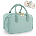 Travel Makeup Bag for Women Fashion Large Capacity Pouch Open Flat Cosmetic Portable Organizer Waterproof Large Opening Storage Toiletry Bags Vertical Free-Standing Brush Holder for Easy Access Blue