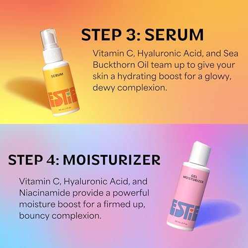 InstaNatural BESTIES BFF Four Step Teen Skincare Kit | Simple Skincare for Healthy Skin (Cleanser, Toner, Serum & Gel Moisturizer for All Skin Types) (BFF Four Step Kit, Fresh Citrus)