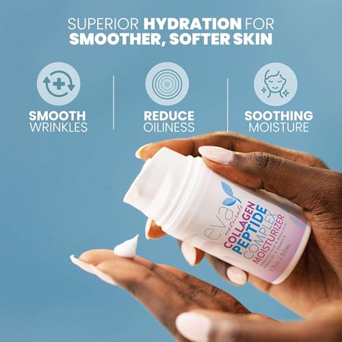 Eva Naturals Collagen Peptide Complex Moisturizer ? Face Cream with Multi-Peptides, Hyaluronic Acid, Amino Acids, Vitamin B5 and E ? Rich Night Lotion for Youthful Glow and Fine Line Care ? 1.7 Fl Oz