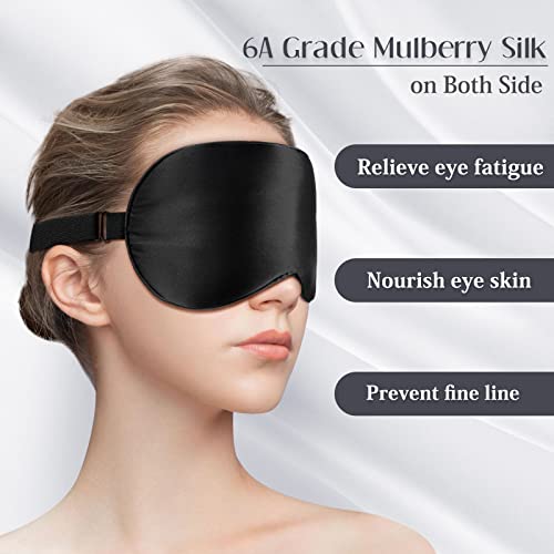 LULUSILK Silk Sleep Mask and Silk Sleep Cap Set, BlackLULUSILK Silk Eye Sleep Mask and Silk Hair Bonnet Set Silk Eye Mask and Silk Bonnet Scrunchie Set