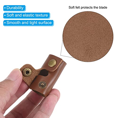 PATIKIL Leather Razor Head Protecting Cover, 3-in-1 Safety Razor Head Protecting Sheath Shaver Tip Cover for Travel, Red Black Brown