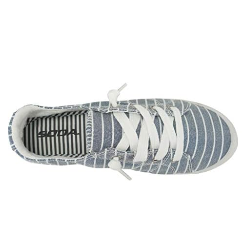 Soda Flat Women Shoes Linen Canvas Slip On Sneakers Lace Up Style Loafers Zig-S
