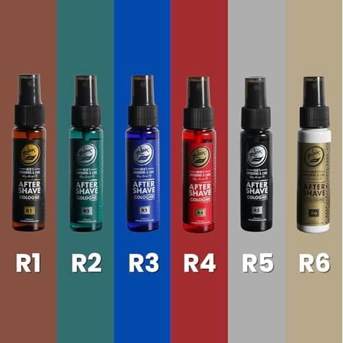 Rolda R Collection Aftershave for Men - 6 Full-Size After Shave Spray Tonic - Soothing Barber Essentials Skin Care with Long-Lasting Masculine Scents (6 ct)