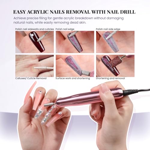 Acrylic Nail Kit for Beginner: Complete Set with 24 Colors Acrylic Powder & Liquid Long Last Durable Quick Dry for Nail Manicure with Nail Drill and Basic Accessories