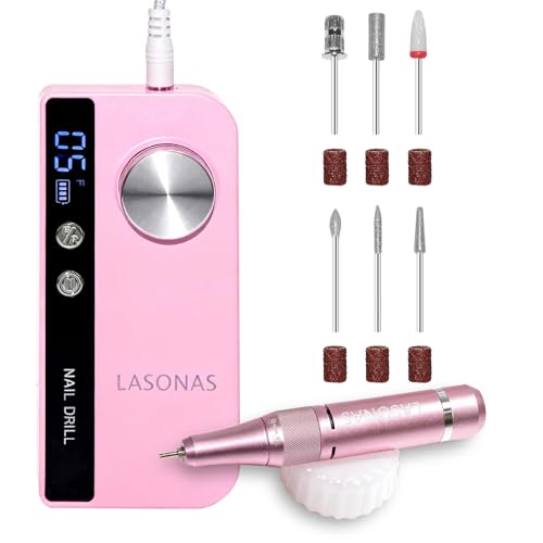 Electric Nail Drill Machine Professional, 35000 RPM Cordless Nail File, Portable Rechargeable Nail Drill and Bits for Acrylic Gel Nails Polishing Removing