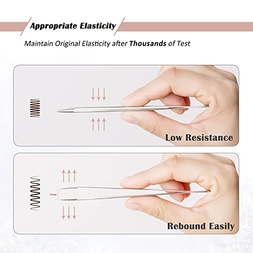 Lash Tweezers for Eyelash Extensions, Lankiz Eyelash Tweezers for Lash Extensions Stainless Steel Straight and Curved Volume Lash Tweezers Set Kit (2PCS-Rose)