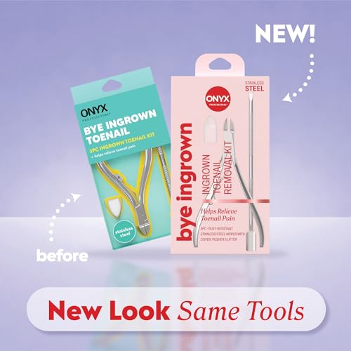 Onyx Professional Ingrown Toenail Kit with Toenail Clippers & Double-Ended Cuticle Pusher, Durable Stainless Steel, Easy to Use Ingrown Toenail Removal Kit, 2 Piece At-Home Pedicure Tools