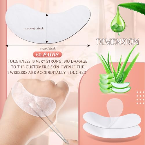 60 Pairs Under Eye Gel Pads Natural Eyelash Extension Gel Pads Patches Kit for Eyelash Extension Supplies Bulk Beauty Tools, Fit Most Eye Shape