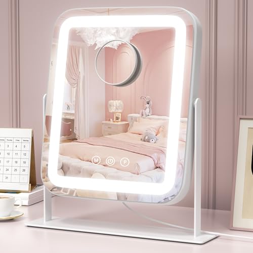 Saliwa Vanity Mirror with Lights, Lighted Makeup Mirror with 3 Modes, 5X Magnification Mirror, Stepless Brightness, 360¡Æ Rotation, Christmas & Valentine¡¯s Gifts for Women, Daughter, Mom, Her