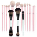 Jessup Pink Makeup Brushes Set T495 Bundled with Face Double Sided Makeup Brushes Set T503