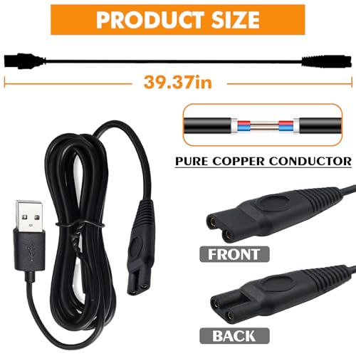 LinMei Replacement Charger Cord for KEMEI KM-1910 Electric Shaver 5V USB Charger Cable for Beard Trimmer & Electric Razor