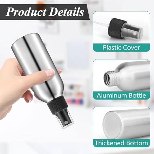 8 Pcs 120ml/4oz Aluminum Fine Mist Spray Bottles Reusable Fine Mist Sprayer Bottle Metal Atomizer Cosmetic Storage for Travel Toner Perfume Essential Oil Liquid