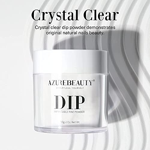 AZUREBEAUTY Dipping Powder Clear Color 2OZ with 5+3 Pcs Dipping Powder Liquid Set- 15ml Large Capacity Dip Powder Base & Top, Bond, Activator, Brush Saver for Dip Powder Nail Kit No Nail Lamp Needed