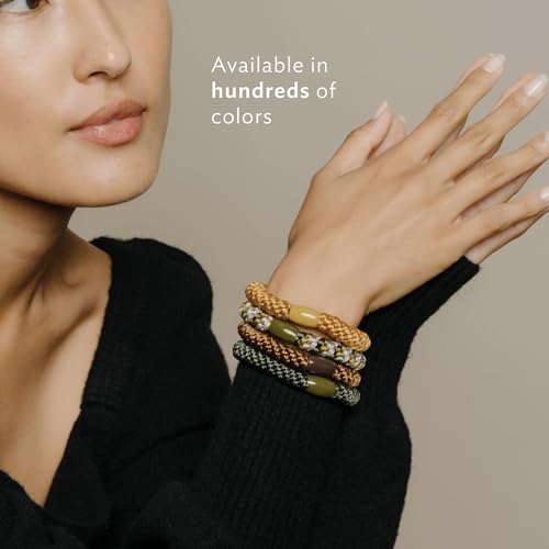 L. Erickson Brown and Black Hair Ties for Thick Hair, Grab & Go Ponytail Holders, 8 Pack, Classic, Thick No-Crease Bands with Strong Hold, Damage-Free Design, Everyday Neutral Style