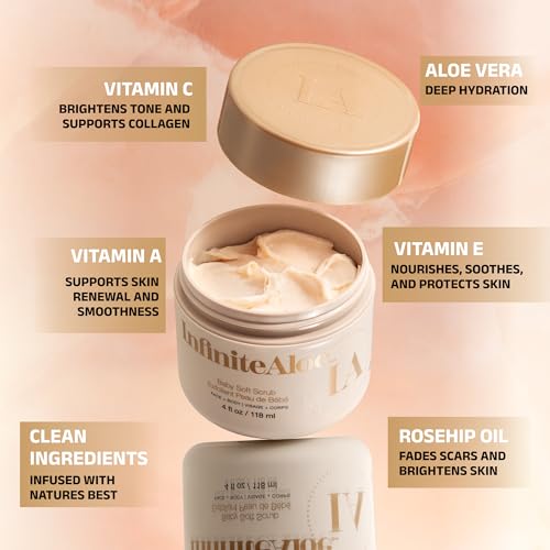 InfiniteAloe Baby Soft Scrub, Aloe Vera Based Face and Body Scrub ? Exfoliating and Moisturizing ? 4oz.