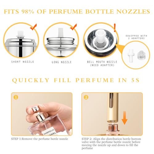 2PCS Perfume Travel Refillable Bottle, Bottom-Filling Fragrances Perfume Atomizer, Empty Mini Cologne Dispenser, Portable Sprayer Pocket Size for On the Go 10ml (Black & Dark Blue)