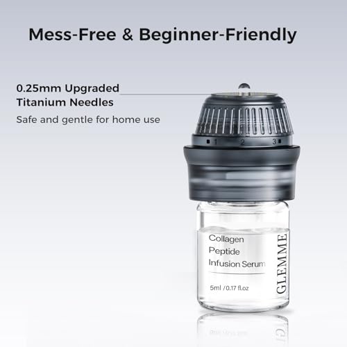 Micro Infusion System for Face Skin, Titanium Needle Cosmetic Stamp Hydra Microneedling Serum - Peptides & Hyaluronic Acid Serum for All Skin Types, 0.25mm Home Infusion Set