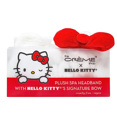 The Cr?me Shop Hello Kitty x Plush Spa Headband with Hello Kitty's Signature Bow, Face Wash Hair Band For Women