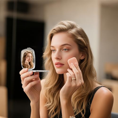 12 Sets Sublimation Blanks Compact Mirror Bulk,Double Sided Folding Pocket Makeup Mirror, Round/Square Handheld Mirrors for Purse, DIY Heat Transfer Crafts Supplies