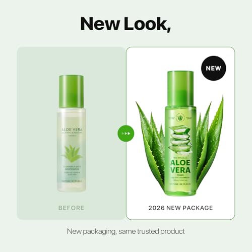Nature Republic Mild & Moisture Aloe Vera Toner ? Soothing & Hydrating Facial Toner, Lightweight Refreshing Formula, Korean Skincare (5.24 Fl Oz)