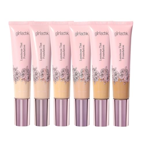 Girlactik Luminous Tint Foundation ? Hydrating 2-in-1 Tinted Moisturizer & Buildable Foundation with Hyaluronic Acid, Vitamin C & Squalane ? Lightweight, Natural Finish (Olive, 1.35 fl oz.)