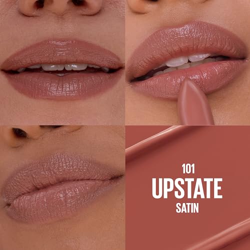 MAYBELLINE Serum Lipstick, Hydrating Lip Makeup with 8HRs of Lip Plumping Moisture with Hyaluronic Acid + Oil Blend, Upstate (Light Cool Brown Satin)