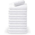 Premium Wash Cloth. Pack of 12-100% Cotton -Ultra Soft and Absorbent - Bathroom Hand Towels, Washcloths Bath Towels - Perfect for Hotel Kitchen Salon, Gym (Size: 13''x13'') (White)