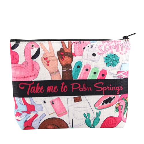 WZMPA Palm Springs Travel Cosmetic Bag Palm Springs Vacation Gifts Take Me To Palm Springs Palm Zipper Pouch Bag Palm Springs Merchandise (To Palm Springs)