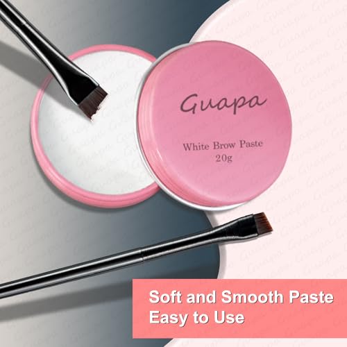 20g White Brow Mapping Paste£¬ Brow Contour Paste Brow Lip Shape Position Tool, 2pcs Eyebrow Brush Kit, Mapping Tool for Sketching Contouring the Eyebrow and Lip (Pink Tin Kit)