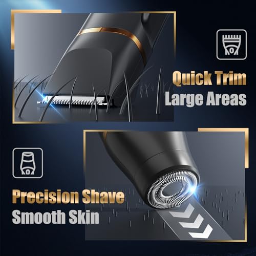 Electric Razor Body Hair Trimmer for Men & Women, Waterproof Electric Foil Shaver for Face, Groin,Arm,Back,Legs & Chest, Wet/Dry Painless Groomer with Ceramic Blade, Travel Razors Gift for Him (Onyx)
