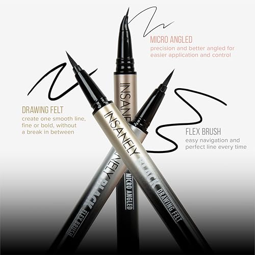 Absolute New York MELL01 Insanely Black Drawing Felt Liquid Eyeliner, Waterproof and Smudegeproof, Long Lasting, Contact Lens Friendly Liquid Eyeliner