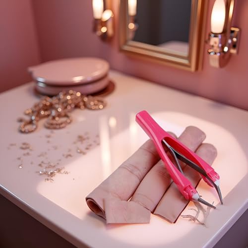 Pink Eyebrow Tweezer, Retractable Eyebrow Pinch Clip Clamps, Slant Tip Trimming Hair Removal Makeup Tool, Automatic Tweezer Tweezers