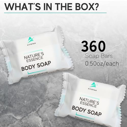 Bar Soap Bulk Individually Wrapped ? 360 Pack 0.5 oz Mini Hotel Soap Bars Bulk ? Travel Size Essential Toiletries for Hosts and Guests, Hotel, Hospitality, Shelters & Bathroom Amenities