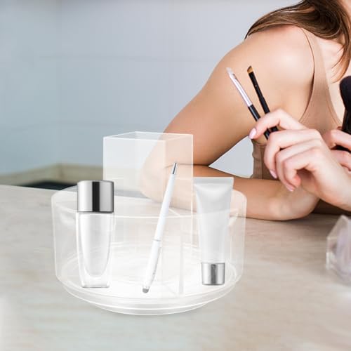 balacoo 360 Rotatable Desktop Cosmetics Rack Multi-Layer Makeup Organizer Storage Box for Vanity Bathroom Countertop Clear Cosmetic Display Holder 6.88X6.88X6.10In