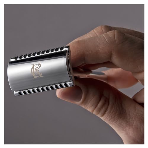 King C. Gillette Double Edge Safety Razor for Men, 5 Platinum Coated Double Edge Razor Blades, Gifts for Men