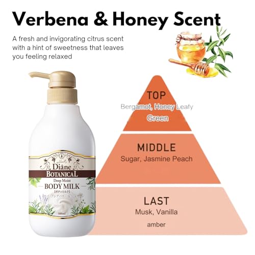 Diane Botanical Deep Moist Body Milk, Large Size, Honey Orange Scent, 16.9 fl oz (500 ml)