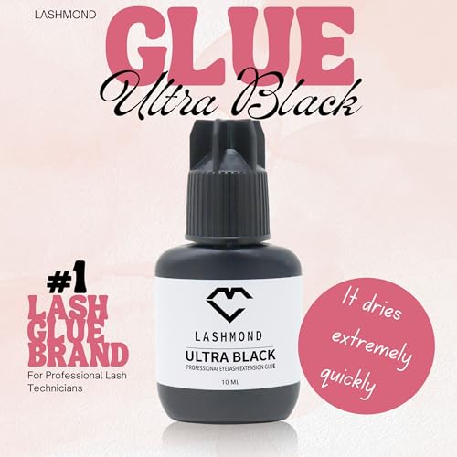 Pro Strong Eyelash Extension Glue Ultra Black -Lash Adhesive (10 ml) / 2-3 Sec Drying time/Retention ? 6 to 8 Weeks/Maximum Bonding Power/Black Adhesive for Semi-Permanent Extensions