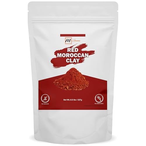 100% Natural Moroccan Red Clay Powder for Hair Masks, Scrubs, Creams and Soap Making 0.5 LBS / 227 GMS