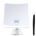 PIMPLEGO Magnifying Mirror with Light 30x, Lighted Makeup Mirror with Magnification, Rechargeable Magnifying Mirror Suction Cup with 1500 mAh Lithium Battery, Vanity Mirror for Precision Makeup