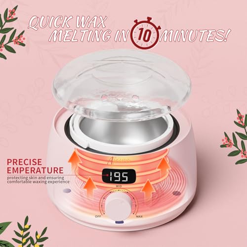 Ajoura Digital Wax Warmer, 10 minutes Quick-Heat Hair Removal Kit with Precision Temp. Control, Wax Heater including 30 Waxing Sticks & 2 Pairs of Gloves, Ideal Home & Salon Use for Whole Body