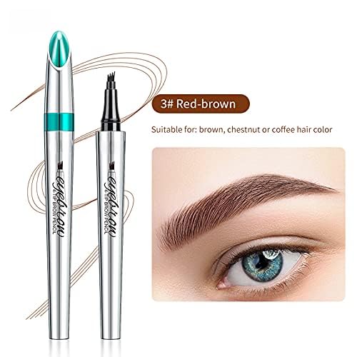 Eyebrow Pencil Eyebrow Microblading Pen - Eye Makeup Eyebrow Pen Micro 4 Point Brow Lift & Snatch Microblading Long-Lasting Waterproof Natural Eyebrow Hair (03 Red Brown)