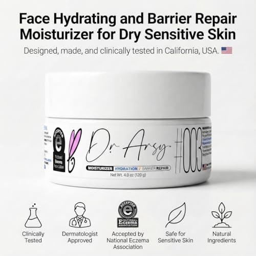 Face Moisturizer #003 ? Hydrating Barrier Repair Face Cream for Dry Sensitive & Eczema Prone Skin ? Fast Absorbing Fragrance Free Non-Greasy Non-Comedogenic Moisturizer ? Made in USA ? 120 g