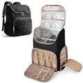 Insulated Hairstylist Travel Bag Backpack with Detachable Dividers and Multiple Pockets, Quilted Hair Tool Travel Bag with Multiple Pockets for Hairstylist and Barber, Black