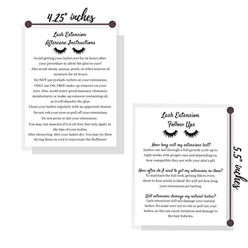 Lash Extension Aftercare Instruction Cards for Clients | Post Card Size 4.25 x 5.5¡± inches | 30 pack | Minimalist Black and White for Lash Artist Techs Client Business Cards