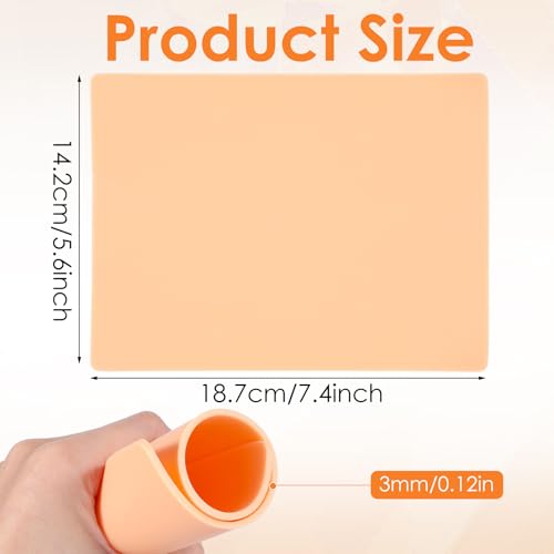 3mm Tattoo Practice Skins, Fake Skin Practice 12Pcs Tattoo 8x6" Double Sides Soft Rubber Blank Microblading Eyebrow for Supplies