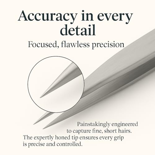 THEMOA Precision Tweezers Set ? Stainless Steel Pointed & Slant Tip Tweezers for Eyebrow, Facial Hair, Ingrown Hair, Professional Beauty Tool with Case