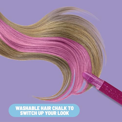 Claire's Hair Chalk & Glitter Styling Kit, 13-Piece Temporary Hair Color Set with Washable Chalk Pens, Glitter Gels, Clip-in Extensions & Tools, Girl Toys & Beauty Activity, Fashion Craft Gift Ages 6+