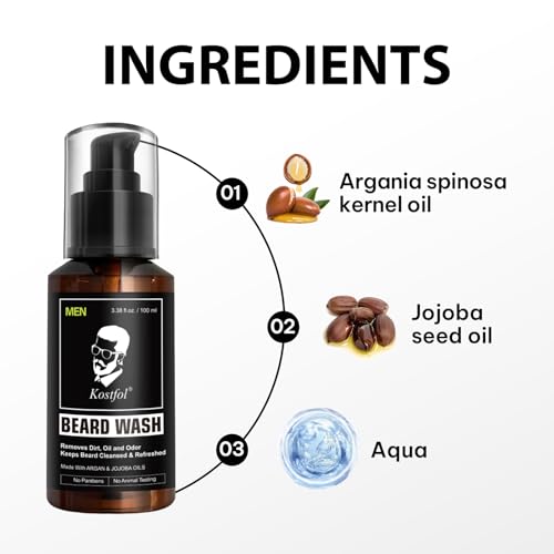 NUSPA NUSPA Face Beard Wash for Full Beards Removes Dirt and Odor Keeps Beard Shampoo Deeo Cleansing Refreshing Face Wash with Argan Jojoba Oils