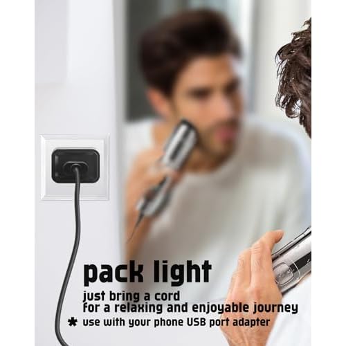 uijino USB Charging Cable Compatible with Brightup Beard Trimmer, 5V Charger for Brightup Hair Clippers FK-8688T FK-8788T IPX7 Waterproof Electric Razor Body Shaver, 1 Cleaning Brush, 3.3ft Power Cord